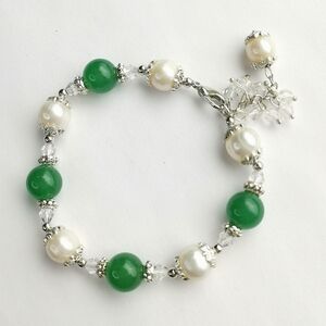 🆕 Baroque Pearl Green Aventurine bracelet